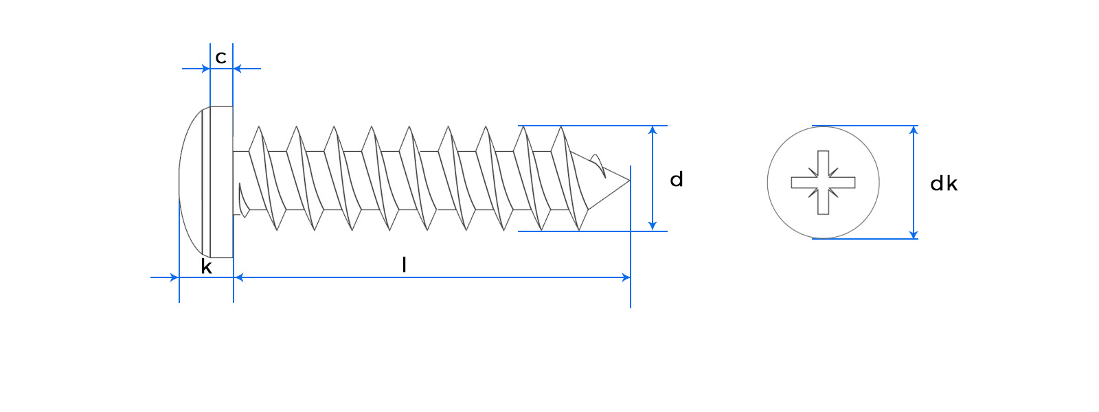 Pan Head Self Tapping Screw drawing