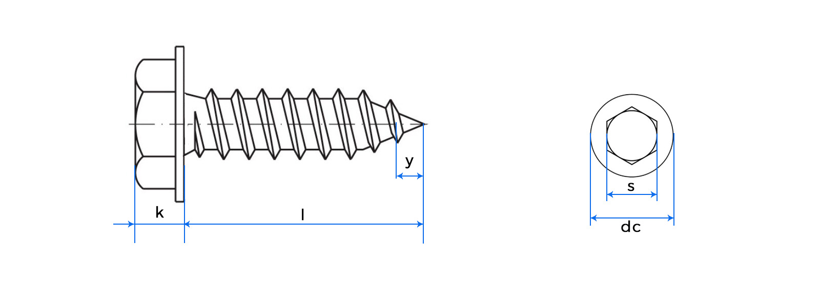 Hex Head Screw Self Tapping drawing