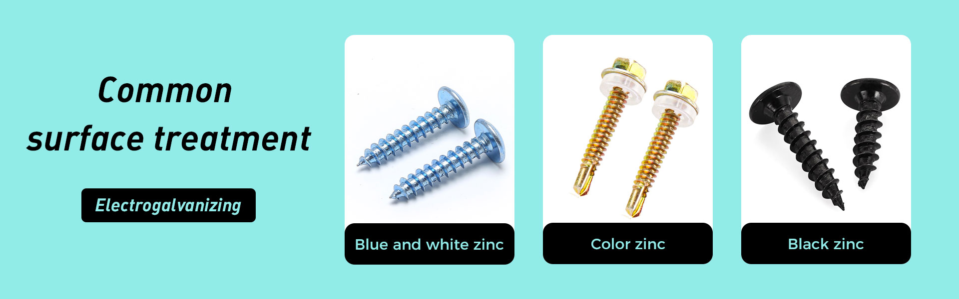 Electrogalvanizing (blue and white zinc/color zinc/black zinc)